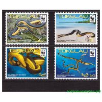 Токелау 2011 г. № 408-411 Фауна. WWF. Змеи. Серия